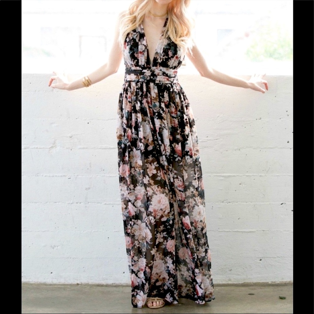 Black floral maxi dress
